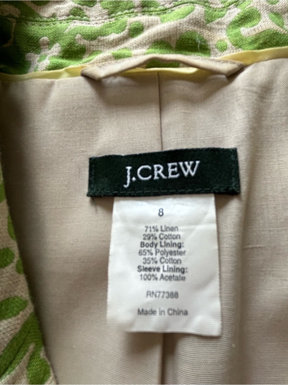 EUC! RARE! J.Crew Linen Patterned Blazer - Picture 2 of 5